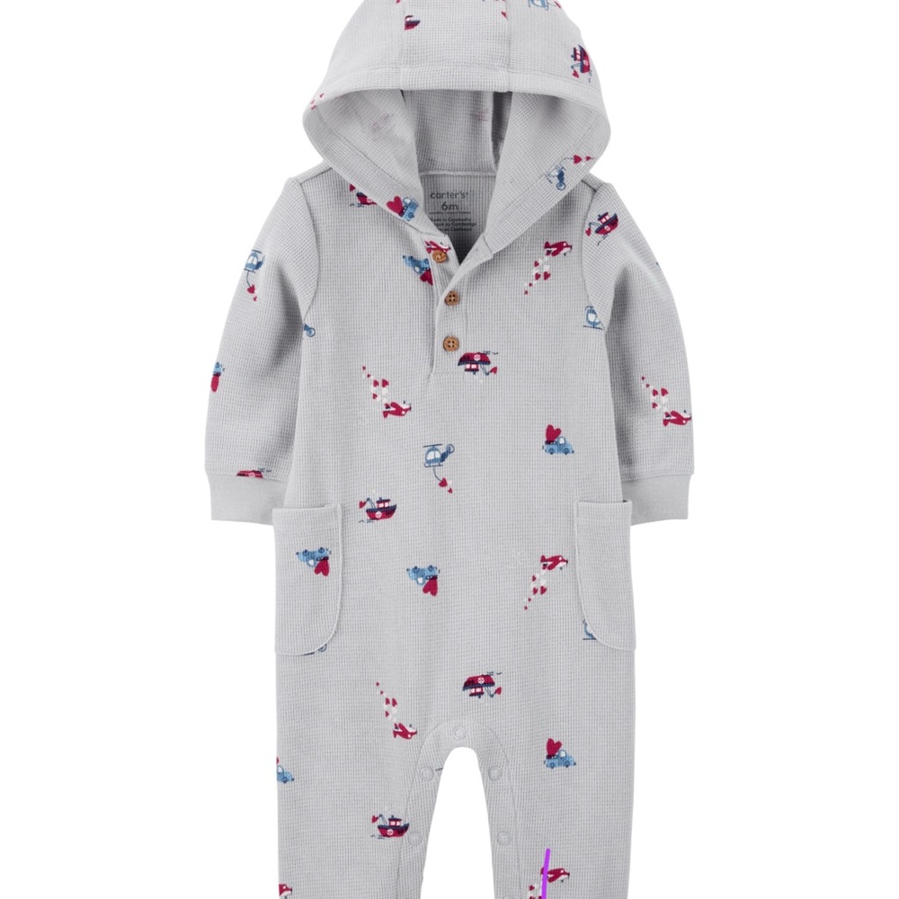 Like New Carter’s NB Thermal Hoodie Pockets One Piece
